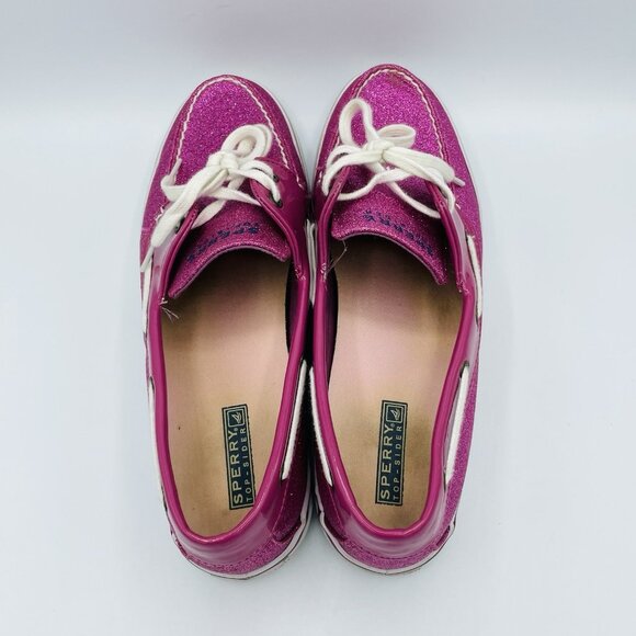 Sperry Top Siders Womens Size 11 M Pink Glitter Shiny Boat Shoes Lace Up Sneaker - Picture 8 of 11